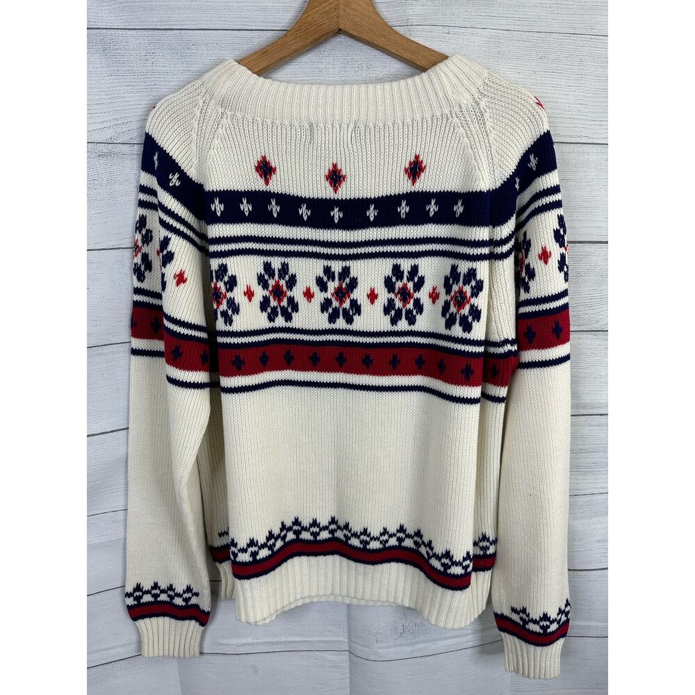 JC Penny Vintage Womens size Large Fair Isle Snowflake Print Knit Sweater - Picture 8 of 9